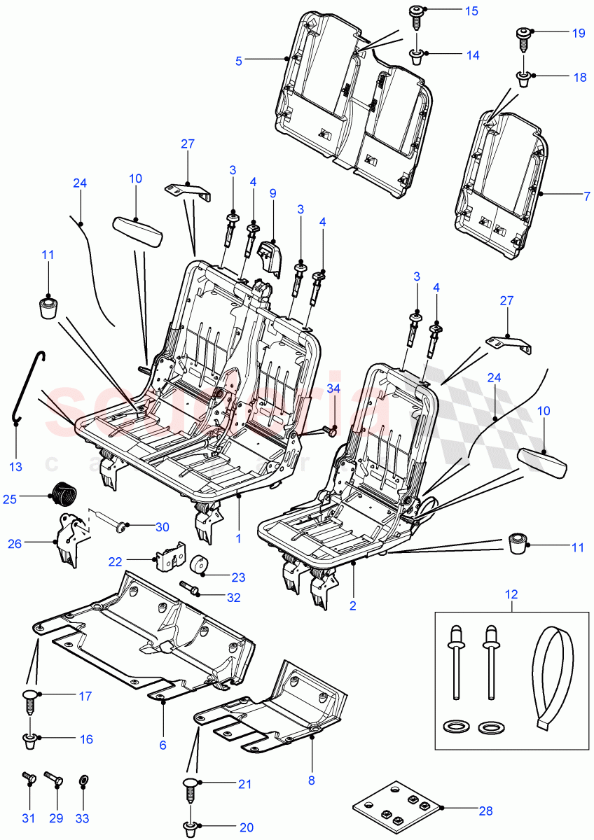 Rear Seat Frame(Crew Cab Pick Up,110" Wheelbase,Chassis Crew Cab,130" Wheelbase,Station Wagon Utility - 5 Door,Station Wagon - 5 Door,Crew Cab HCPU)((V)FROM7A000001) of Land Rover Land Rover Defender (2007-2016)