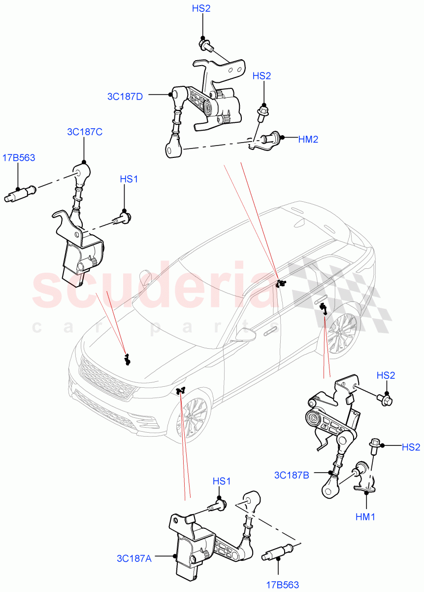Air Suspension Controls/Electrics((V)TOLA999999) of Land Rover Land Rover Range Rover Velar (2017+) [3.0 DOHC GDI SC V6 Petrol]