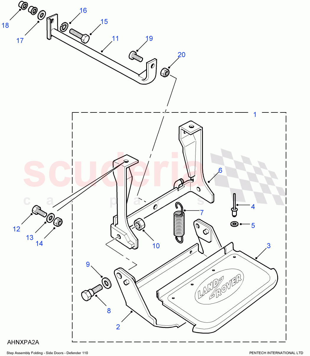 Step Assembly Folding-Side Doors((V)FROM7A000001,(V)TOAA999999) of Land Rover Land Rover Defender (2007-2016)