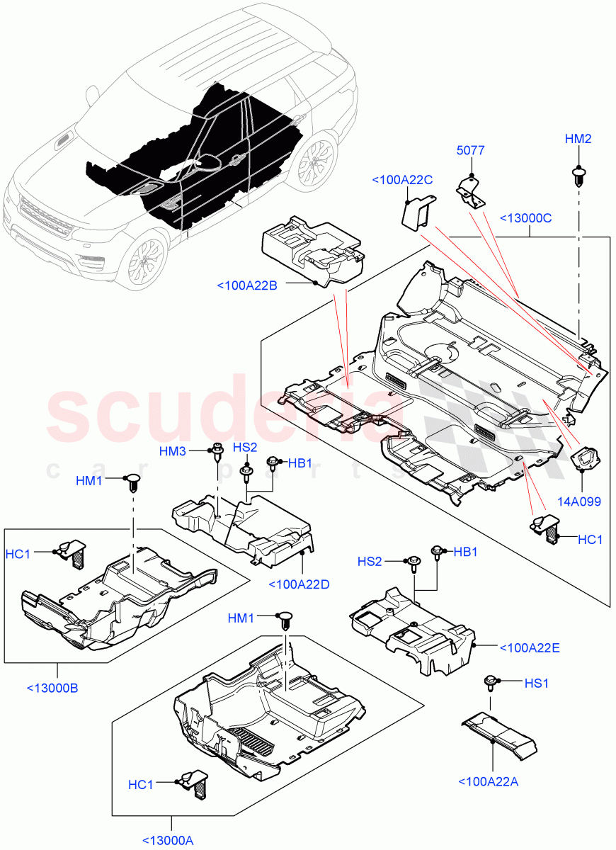 Floor Trim(Floor Carpets)(With 5 Seat Configuration) of Land Rover Land Rover Range Rover Sport (2014+) [3.0 I6 Turbo Petrol AJ20P6]