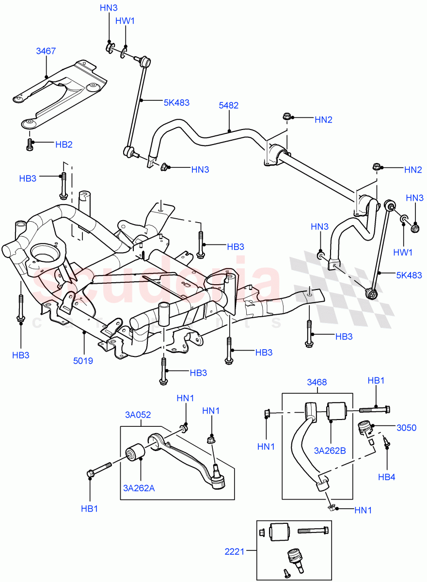Front Susp.Arms/Stabilizer/X-Member(Less Armoured)((V)FROMAA000001) of Land Rover Land Rover Range Rover (2010-2012) [5.0 OHC SGDI SC V8 Petrol]