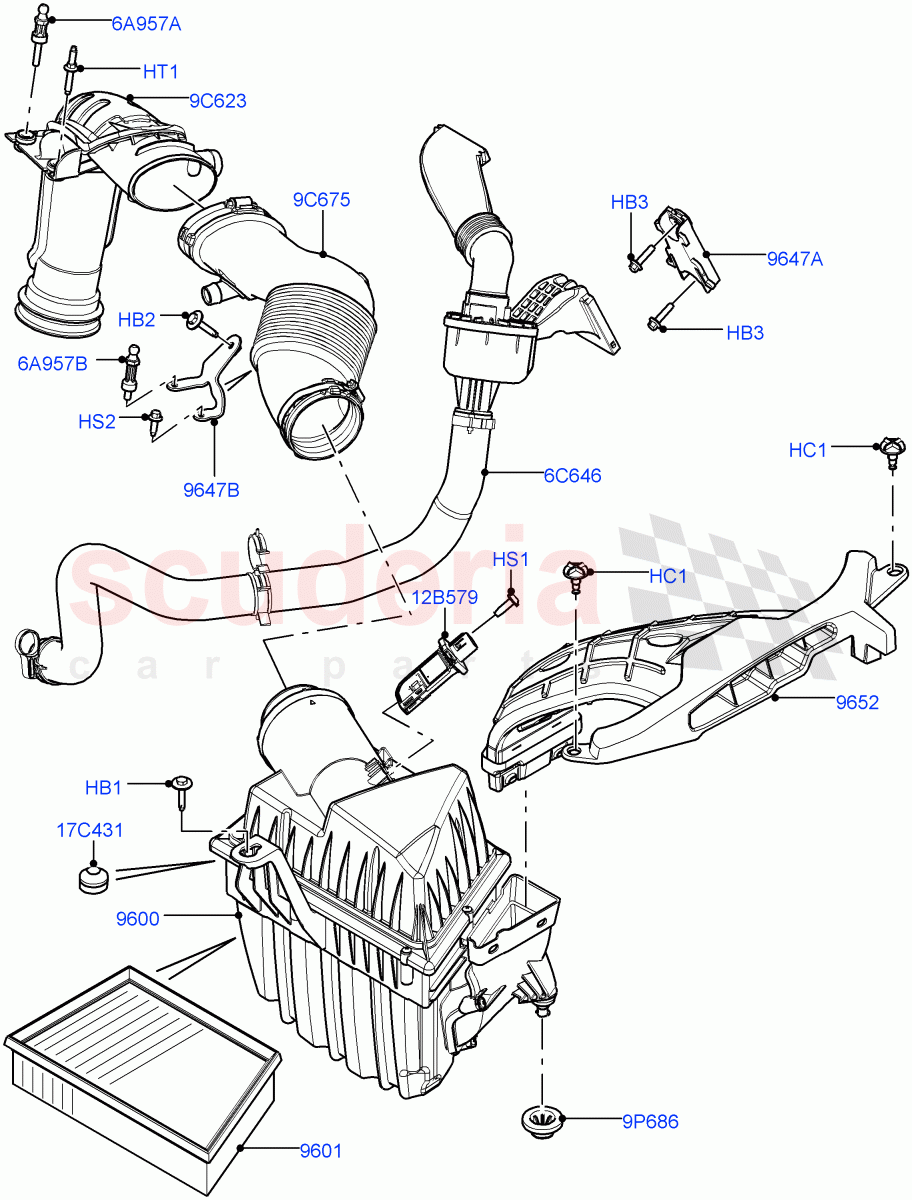 Air Cleaner(2.0L 16V TIVCT T/C 240PS Petrol,Itatiaia (Brazil))((V)FROMGT000001) of Land Rover Land Rover Range Rover Evoque (2012-2018) [2.0 Turbo Petrol GTDI]