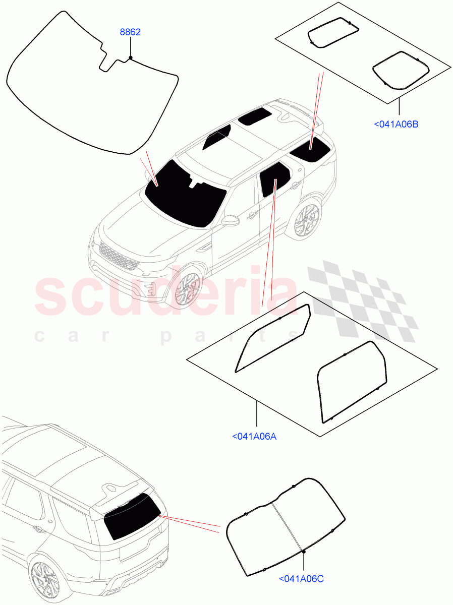 Touring Accessories(Sun Blinds, Solihull Plant Build, Nitra Plant Build) of Land Rover Land Rover Discovery 5 (2017+) [3.0 I6 Turbo Petrol AJ20P6]
