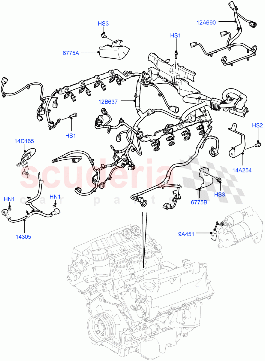 Electrical Wiring - Engine And Dash(5.0L OHC SGDI NA V8 Petrol - AJ133) of Land Rover Land Rover Range Rover (2012-2021) [5.0 OHC SGDI NA V8 Petrol]
