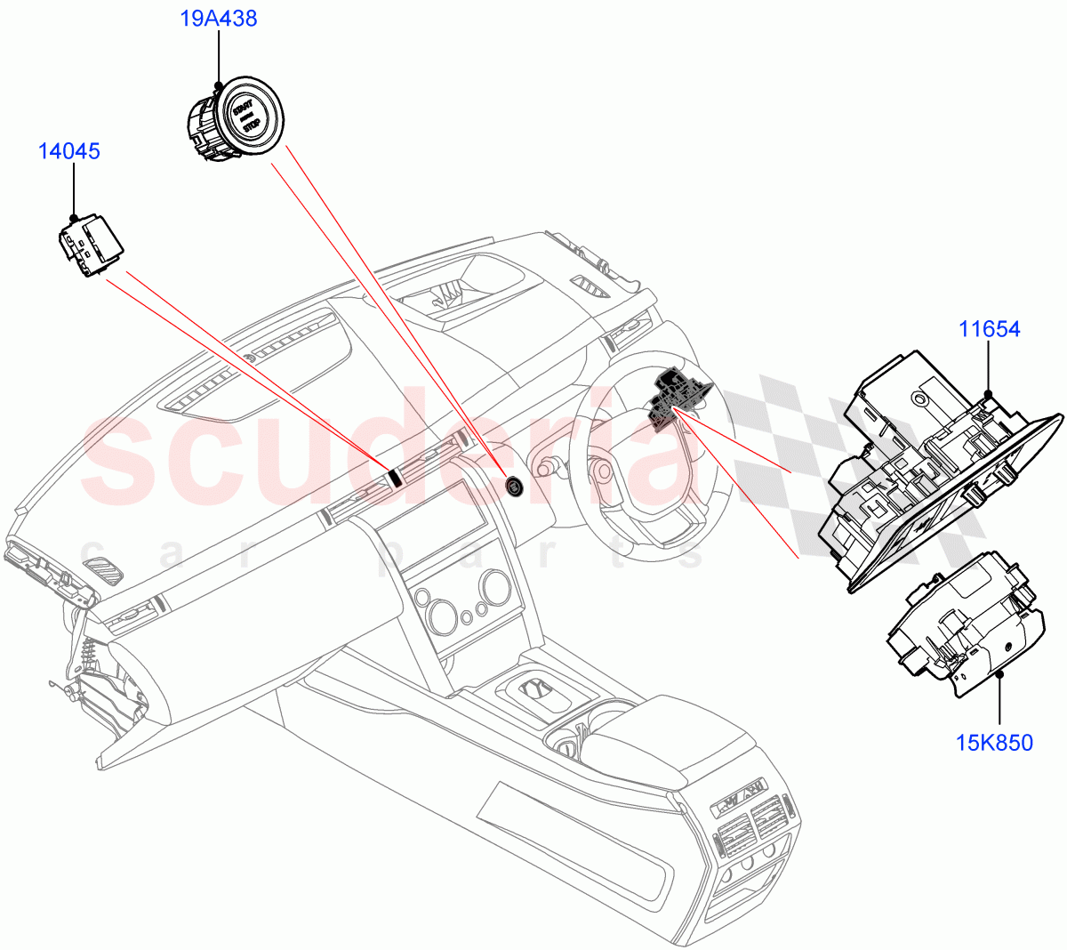 Switches(Facia And Console)(Halewood (UK))((V)FROMLH000001) of Land Rover Land Rover Discovery Sport (2015+) [2.0 Turbo Petrol AJ200P]
