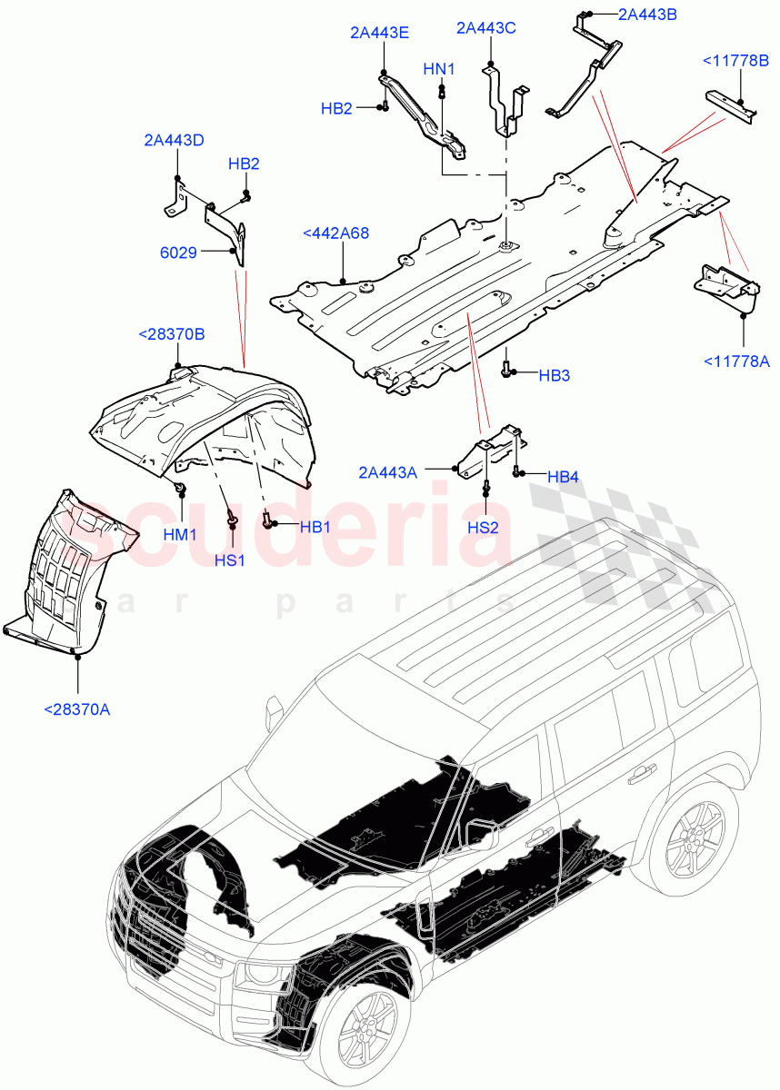 Front Panels, Aprons & Side Members(Wheelhouse) of Land Rover Land Rover Defender (2020+) [3.0 I6 Turbo Diesel AJ20D6]