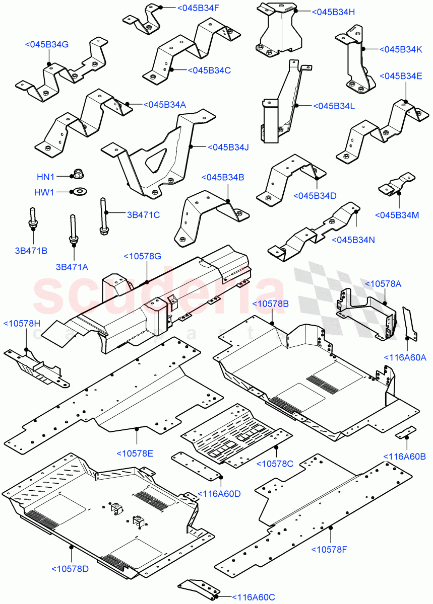 Floor Pan - Centre And Rear(Steel Floor)(Armoured)((V)FROMJA000001) of Land Rover Land Rover Range Rover (2012-2021) [3.0 Diesel 24V DOHC TC]
