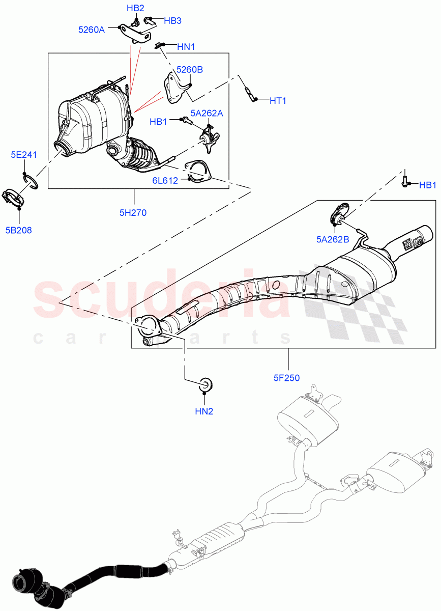 Front Exhaust System(3.0L AJ20D6 Diesel High,J-WLTP Emission,EU6D - Final (Diesel) Emission,L7 Emission - Brazil)((V)FROMLA000001) of Land Rover Land Rover Range Rover (2012-2021) [3.0 I6 Turbo Diesel AJ20D6]