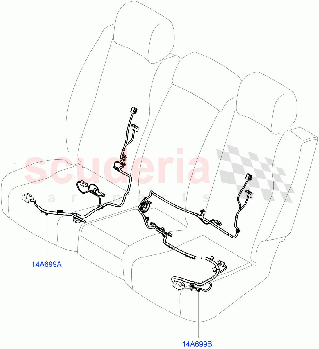 Wiring - Seats(Rear Seats)((V)FROMJA000001) of Land Rover Land Rover Range Rover Sport (2014+) [5.0 OHC SGDI SC V8 Petrol]