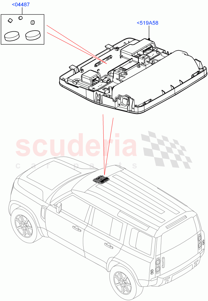 Console - Overhead of Land Rover Land Rover Defender (2020+) [3.0 I6 Turbo Petrol AJ20P6]