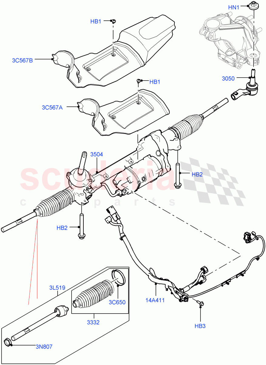 Steering Gear(LHD,Itatiaia (Brazil))((V)FROMGT000001) of Land Rover Land Rover Discovery Sport (2015+) [2.0 Turbo Petrol AJ200P]