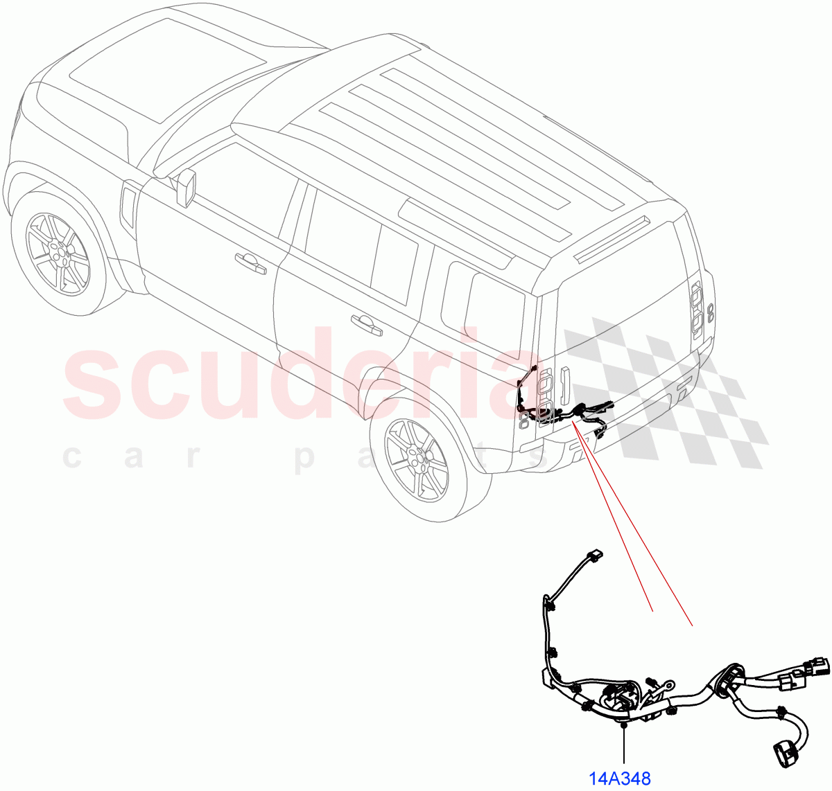 Electrical Wiring - Body And Rear(Towing)(Tow Hitch Man Detachable Swan Neck,Tow Hitch Receiver 12 Pin Elec,Tow Hitch Elec Deployable Swan Neck,Tow Hitch Receiver NAS) of Land Rover Land Rover Defender (2020+) [2.0 Turbo Diesel]