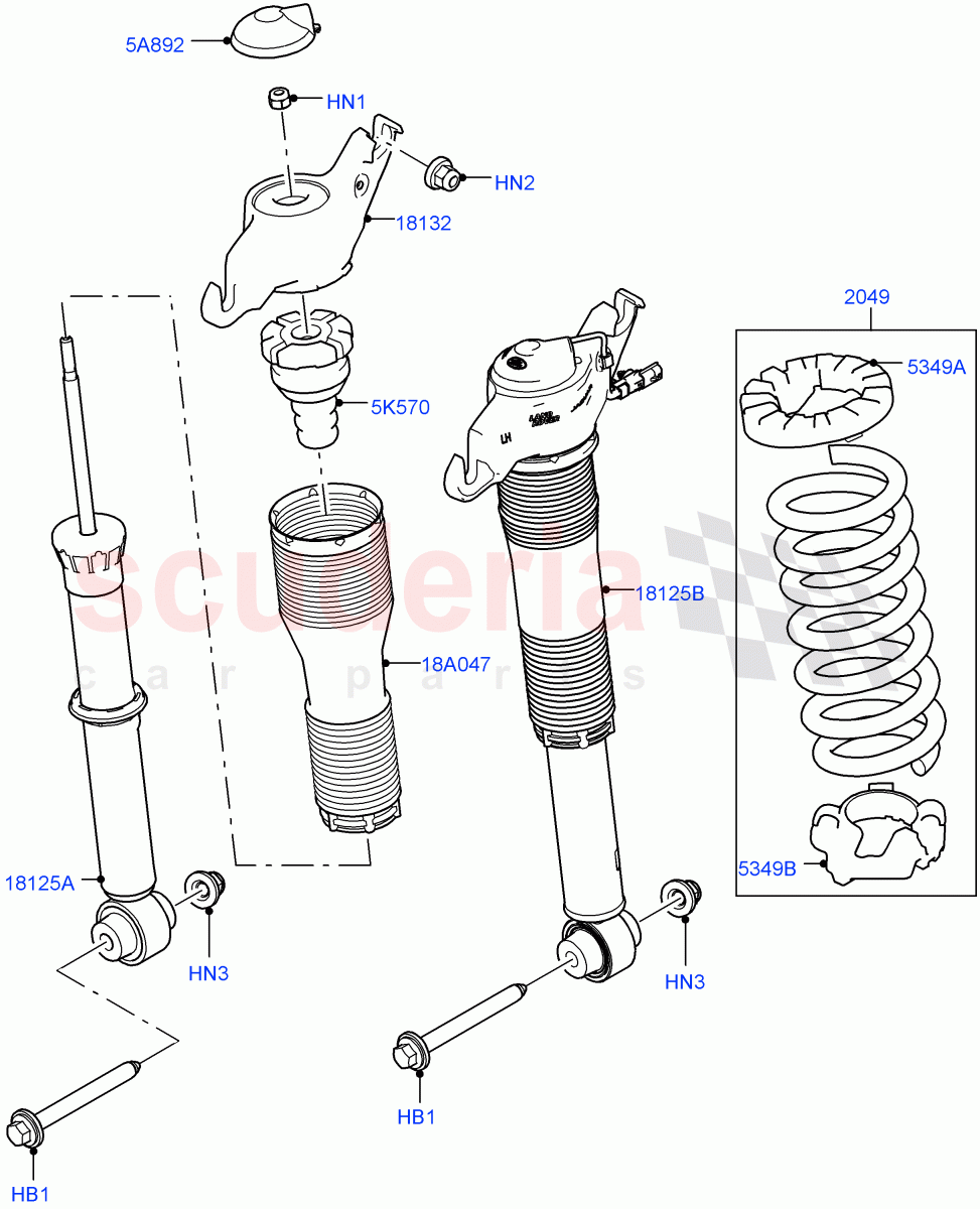 Rear Springs And Shock Absorbers(Halewood (UK)) of Land Rover Land Rover Discovery Sport (2015+) [1.5 I3 Turbo Petrol AJ20P3]