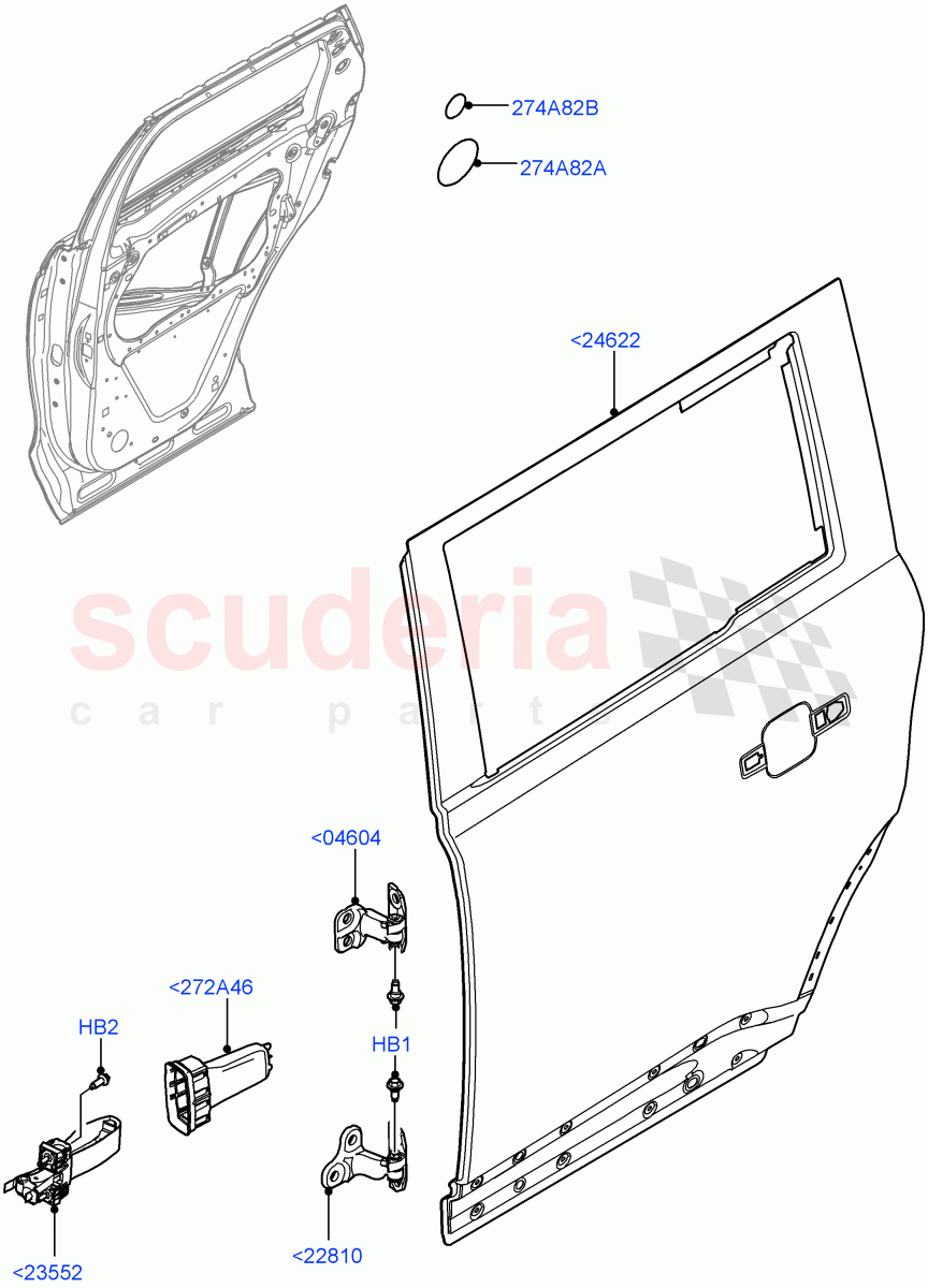 Rear Doors, Hinges & Weatherstrips(Door And Fixings)(Standard Wheelbase) of Land Rover Land Rover Defender (2020+) [3.0 I6 Turbo Petrol AJ20P6]