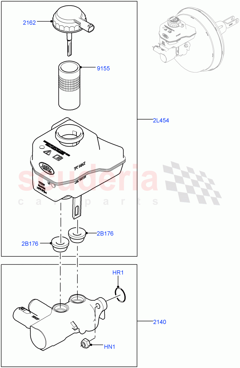 Master Cylinder - Brake System(Nitra Plant Build)((V)FROMK2000001) of Land Rover Land Rover Discovery 5 (2017+) [3.0 I6 Turbo Diesel AJ20D6]