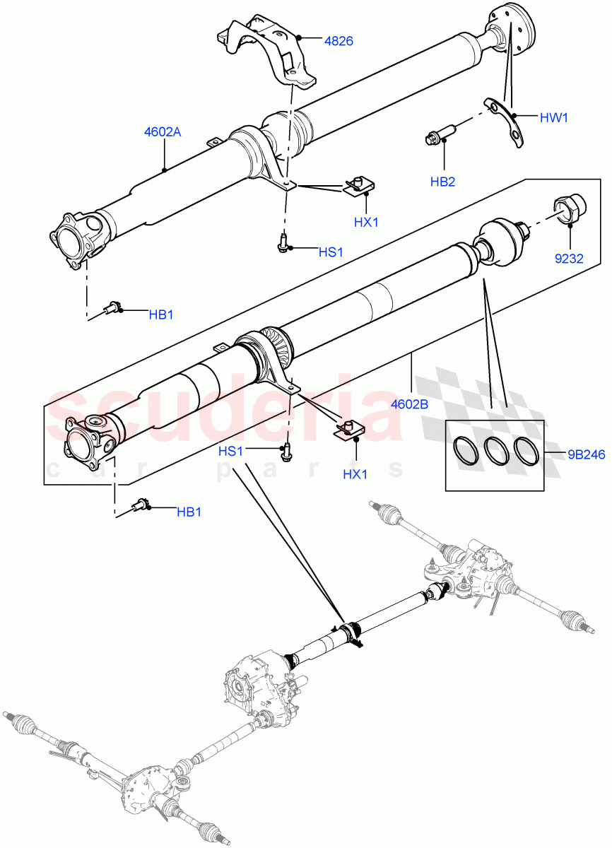 Drive Shaft - Rear Axle Drive(Propshaft)((V)TOGA999999) of Land Rover Land Rover Range Rover Sport (2014+) [2.0 Turbo Diesel]