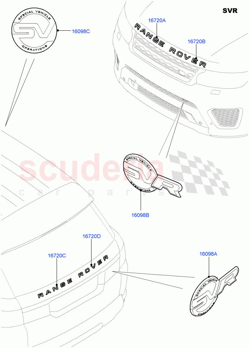 Name Plates(SVR Version,SVR)((V)FROMFA000001) of Land Rover Land Rover Range Rover Sport (2014+) [4.4 DOHC Diesel V8 DITC]