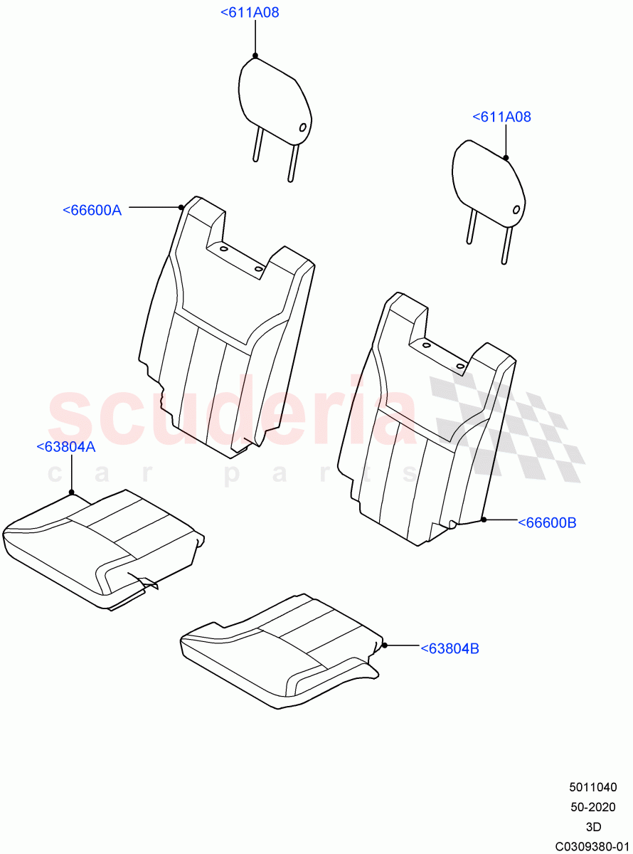 Rear Seat Covers(Nitra Plant Build)(Teleto Twill Technical Textile,With 3rd Row Double Seat,With Third Row Power Folding Seat)((V)FROMM2000001) of Land Rover Land Rover Discovery 5 (2017+) [3.0 Diesel 24V DOHC TC]