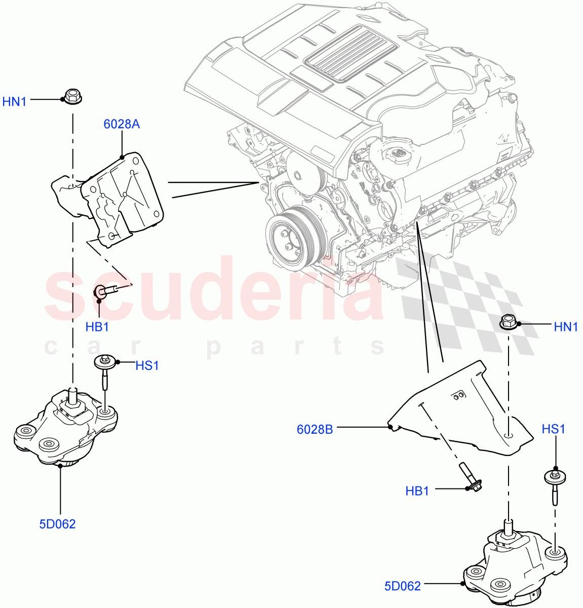 Engine Mounting(3.0L DOHC GDI SC V6 PETROL,5.0L OHC SGDI SC V8 Petrol - AJ133,5.0 Petrol AJ133 DOHC CDA,5.0L P AJ133 DOHC CDA S/C Enhanced) of Land Rover Land Rover Range Rover Sport (2014+) [4.4 DOHC Diesel V8 DITC]