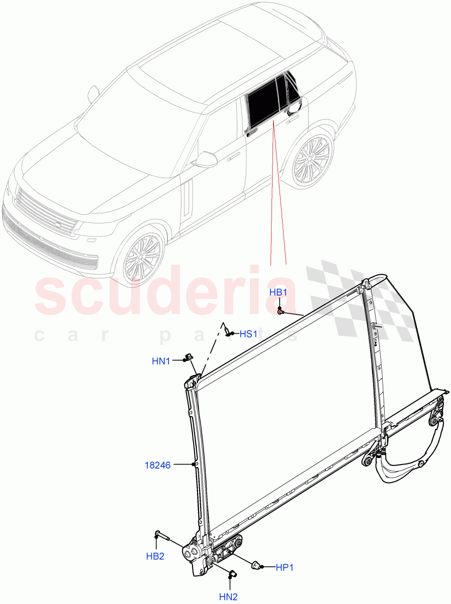 Rear Door Glass And Window Controls(Electric Rear Side Window Blinds) of Land Rover Land Rover Range Rover (2022+) [3.0 I6 Turbo Diesel AJ20D6]