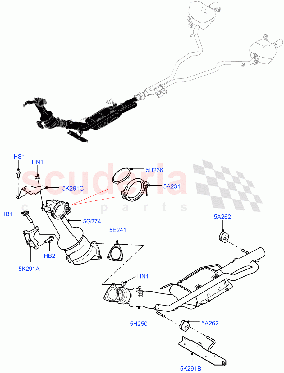 Exhaust System(Front Section)(2.0L I4 DSL MID DOHC AJ200,Itatiaia (Brazil),2.0L I4 DSL HIGH DOHC AJ200)((V)FROMGT000001) of Land Rover Land Rover Discovery Sport (2015+) [2.0 Turbo Diesel]