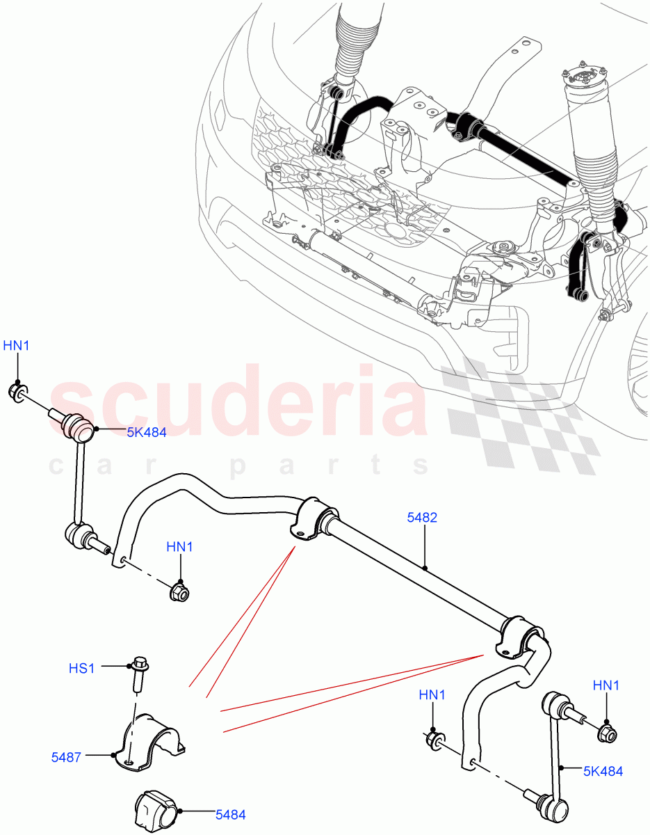Front Cross Member & Stabilizer Bar(Conventional Stabilizer Bar, Solihull Plant Build)((V)FROMHA000001) of Land Rover Land Rover Discovery 5 (2017+) [3.0 I6 Turbo Diesel AJ20D6]