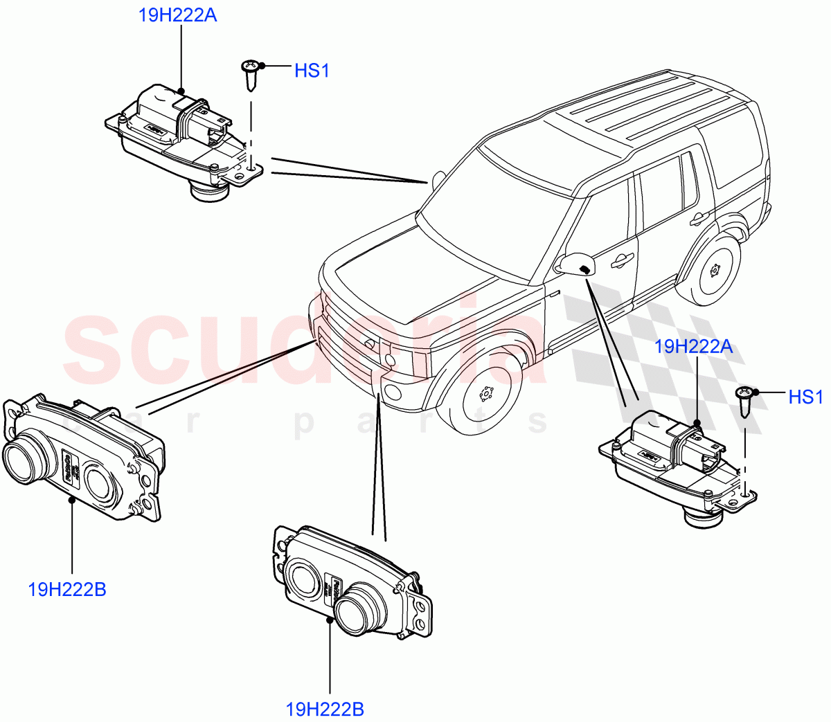 Camera Equipment(Front)((V)FROMAA000001,(V)TODA999999) of Land Rover Land Rover Discovery 4 (2010-2016) [3.0 Diesel 24V DOHC TC]
