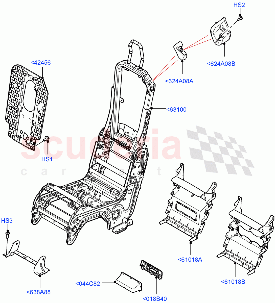 Front Seat Frame(Centre Seat)(Short Wheelbase,Console - Centre Seat,Standard Wheelbase) of Land Rover Land Rover Defender (2020+) [5.0 OHC SGDI SC V8 Petrol]