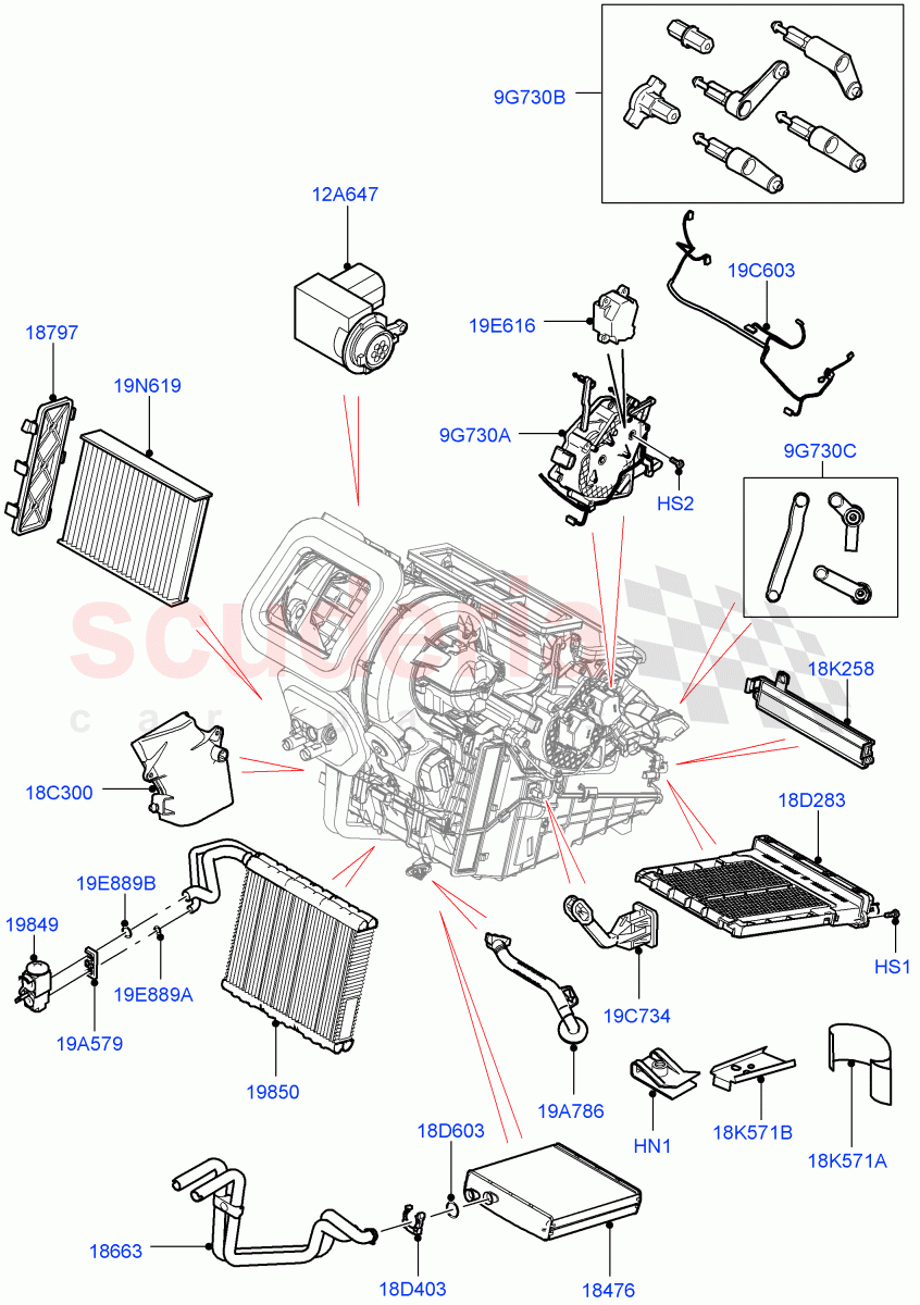 Heater/Air Cond.Internal Components(Main Unit)(Halewood (UK))((V)FROMMH000001) of Land Rover Land Rover Discovery Sport (2015+) [2.0 Turbo Diesel AJ21D4]