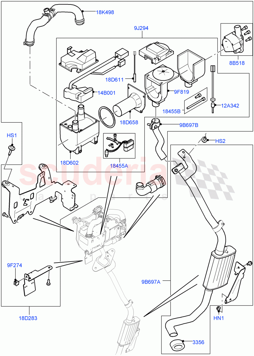 Auxiliary Fuel Fired Pre-Heater(Heater Components)(With Fuel Fired Heater,With Fresh Air Heater)((V)TOHA999999) of Land Rover Land Rover Range Rover (2012-2021) [3.0 DOHC GDI SC V6 Petrol]