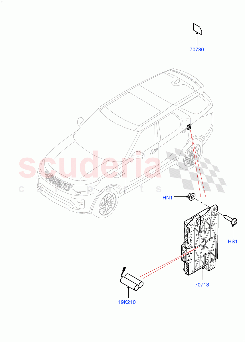 Telematics(Telematics Control Unit, Nitra Plant Build)(TCU Module - Russia,TCU Module - China,TCU Module - ROW,TCU Module - NAS,TCU Module - Turkey)((V)FROMK2000001) of Land Rover Land Rover Discovery 5 (2017+) [3.0 Diesel 24V DOHC TC]