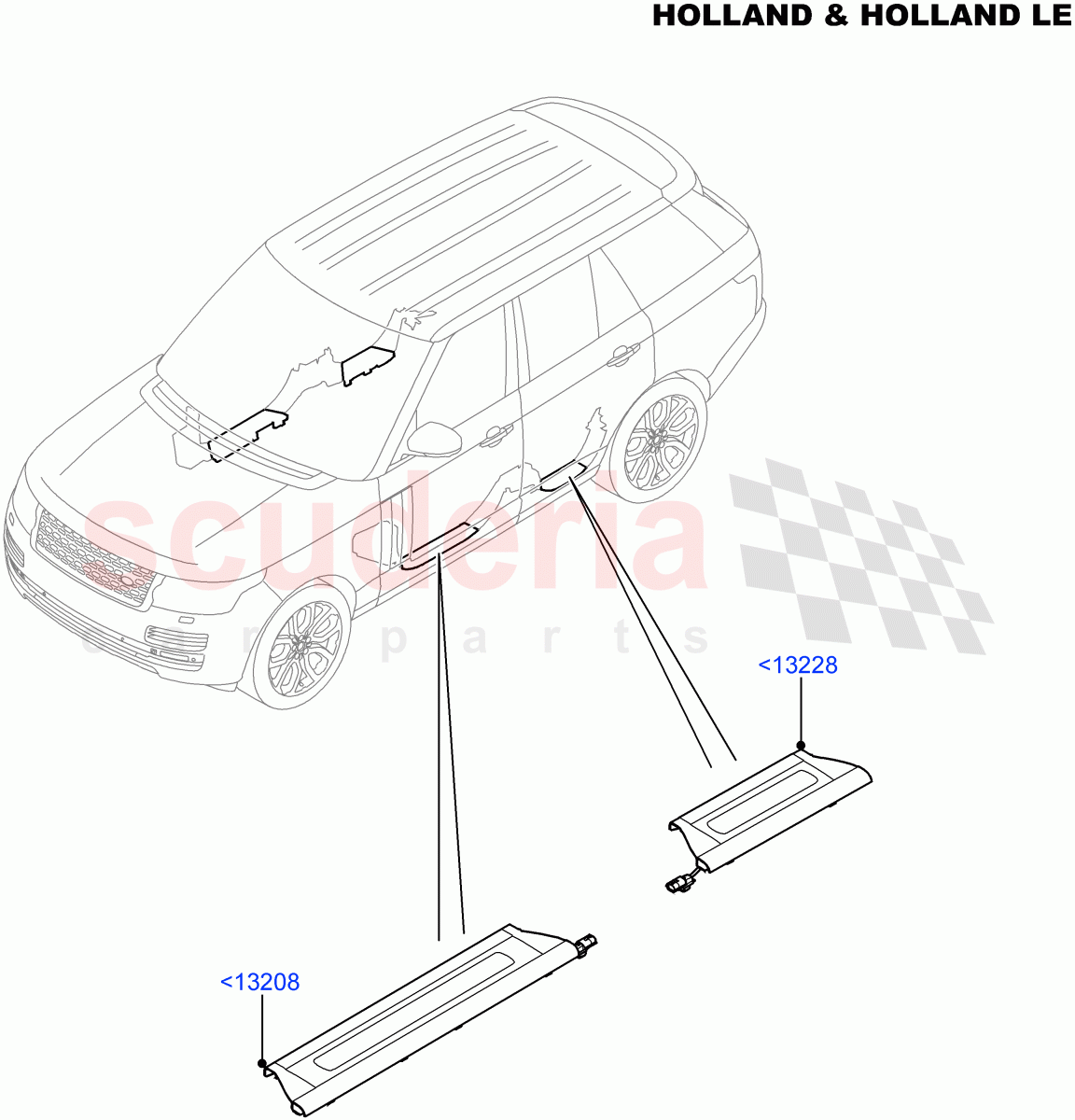Side Trim(Holland & Holland LE, Sill)(Console Deployable Tables)((V)FROMFA000001) of Land Rover Land Rover Range Rover (2012-2021) [3.0 DOHC GDI SC V6 Petrol]