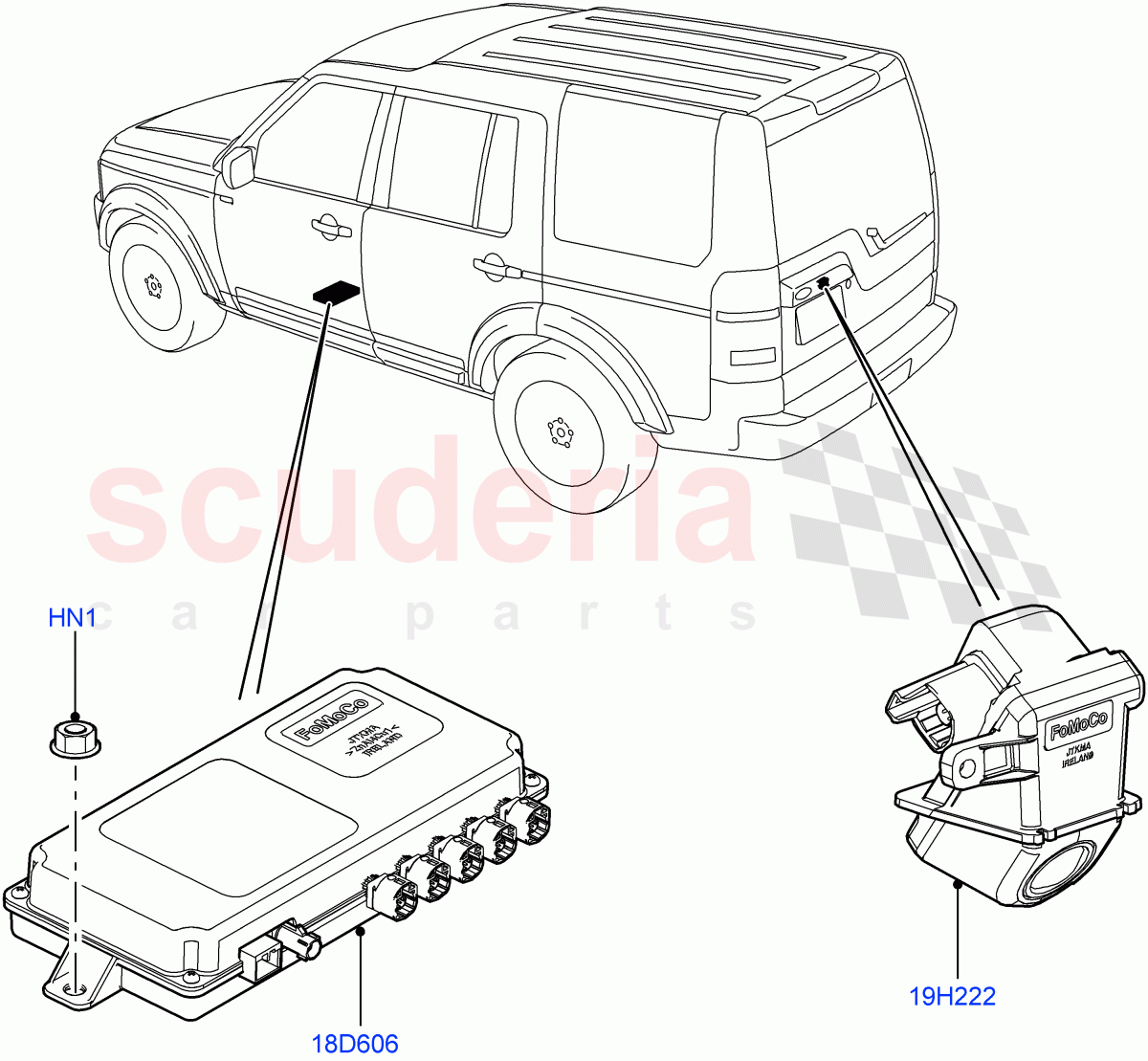 Camera Equipment(Rear)((V)FROMAA000001,(V)TODA999999) of Land Rover Land Rover Discovery 4 (2010-2016) [3.0 DOHC GDI SC V6 Petrol]
