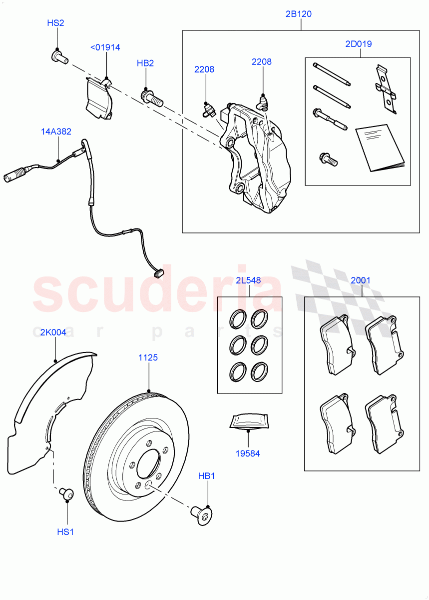 Front Brake Discs And Calipers(Front Disc And Caliper Size 20)((V)FROMGA000001,(V)TOGA150000) of Land Rover Land Rover Range Rover Sport (2014+) [3.0 DOHC GDI SC V6 Petrol]