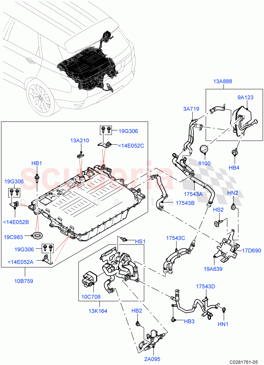 Hybrid Electrical Modules(PHEV Battery And Cooling, Rear Section)(2.0L AJ200P Hi PHEV)((V)FROMJA000001) of Land Rover Land Rover Range Rover (2012-2021) [3.0 DOHC GDI SC V6 Petrol]