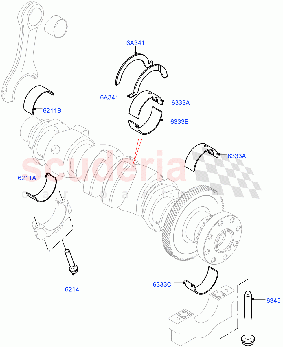 Crankshaft/Pistons And Bearings(2.0L AJ20P4 Petrol E100 PTA,Itatiaia (Brazil))((V)FROMLT000001) of Land Rover Land Rover Discovery Sport (2015+) [2.0 Turbo Petrol AJ200P]