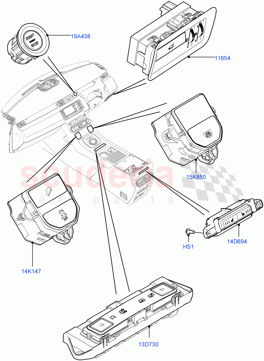 Switches(Facia And Console)(Changsu (China))((V)FROMEG000001) of Land Rover Land Rover Range Rover Evoque (2012-2018) [2.0 Turbo Diesel]
