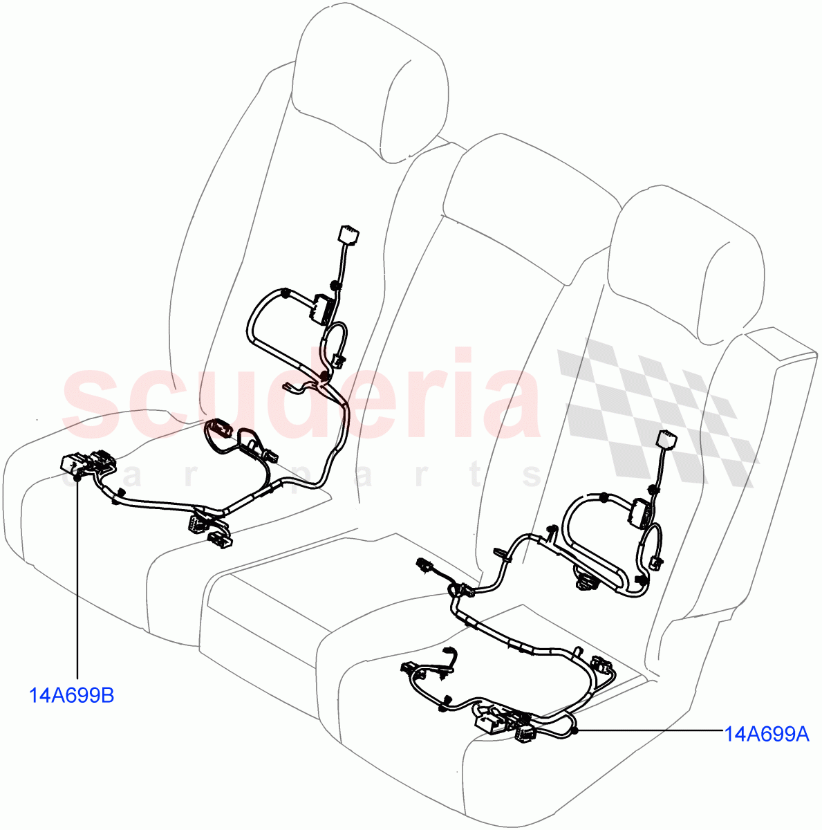 Wiring - Seats(Rear Seats)(With 60/40 Power Fold Thru Rr Seat,With 60/40 Manual Fold Thru Rr Seat)((V)FROMKA000001) of Land Rover Land Rover Range Rover (2012-2021) [2.0 Turbo Petrol AJ200P]