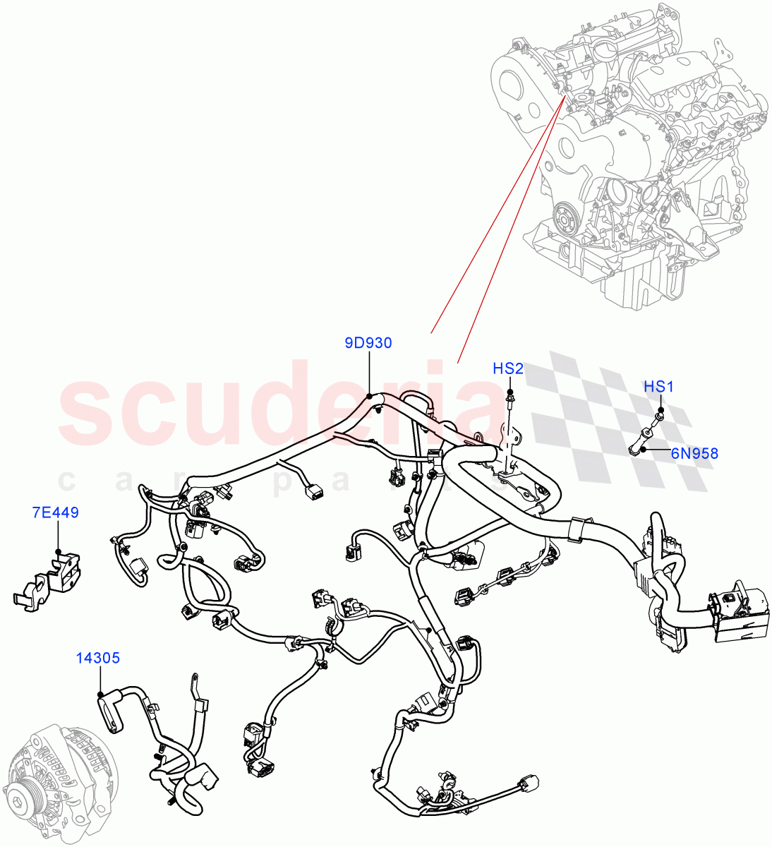 Electrical Wiring - Engine And Dash(3.0 V6 D Low MT ROW)((V)FROMHA000001) of Land Rover Land Rover Range Rover Sport (2014+) [3.0 I6 Turbo Diesel AJ20D6]