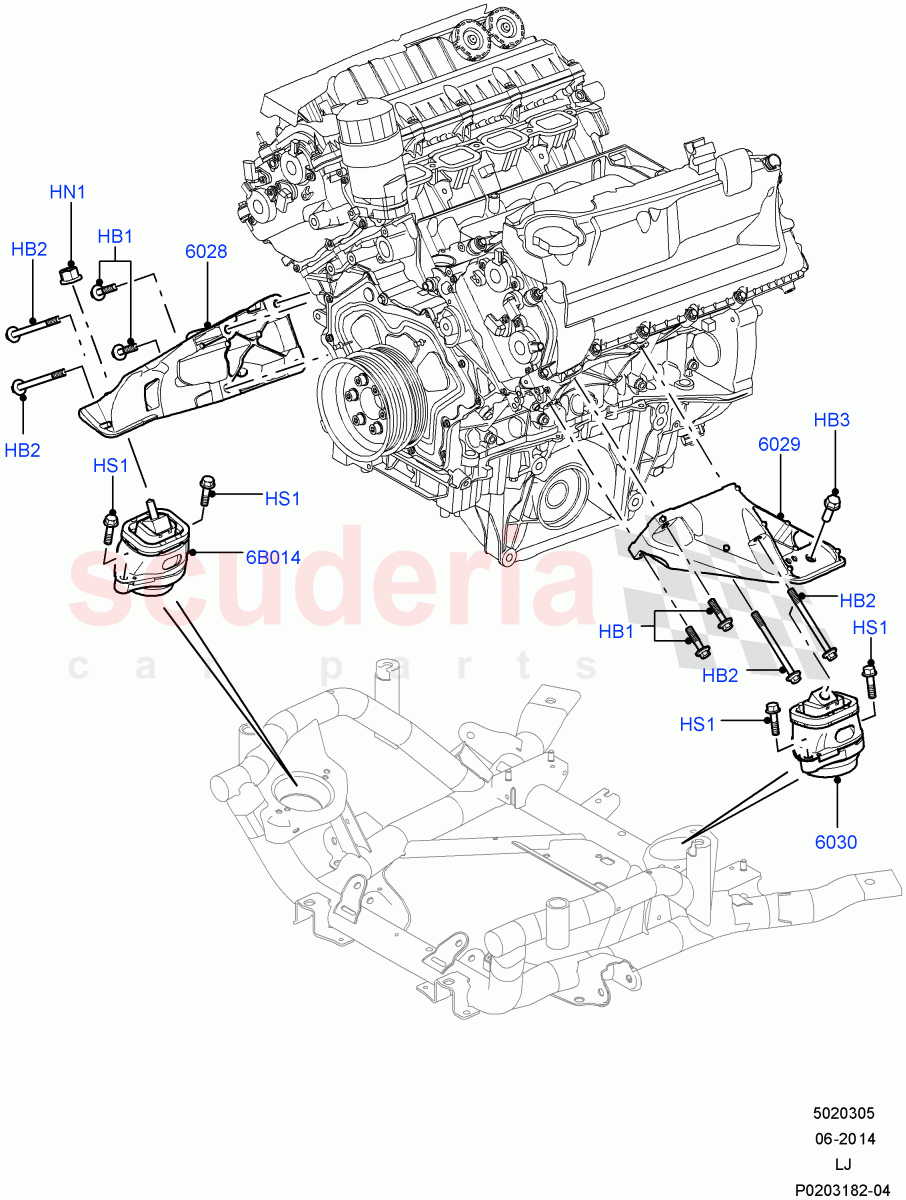 Engine Mounting(5.0L OHC SGDI NA V8 Petrol - AJ133,5.0L OHC SGDI SC V8 Petrol - AJ133)((V)FROMAA000001) of Land Rover Land Rover Range Rover (2010-2012) [3.6 V8 32V DOHC EFI Diesel]