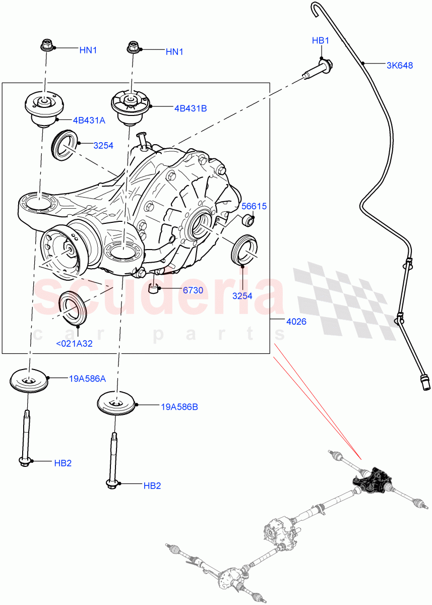 Rear Axle(2.0L I4 DSL HIGH DOHC AJ200,Rear Axle Open Style Differential)((V)FROMHA000001) of Land Rover Land Rover Range Rover Sport (2014+) [2.0 Turbo Diesel]