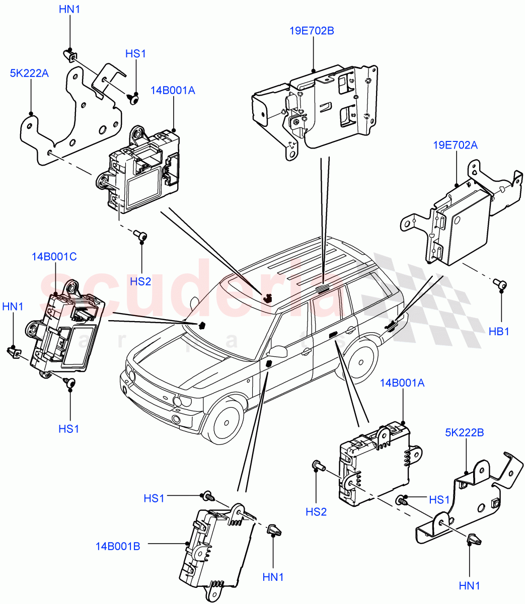 Vehicle Modules And Sensors((V)FROMAA000001) of Land Rover Land Rover Range Rover (2010-2012) [5.0 OHC SGDI NA V8 Petrol]