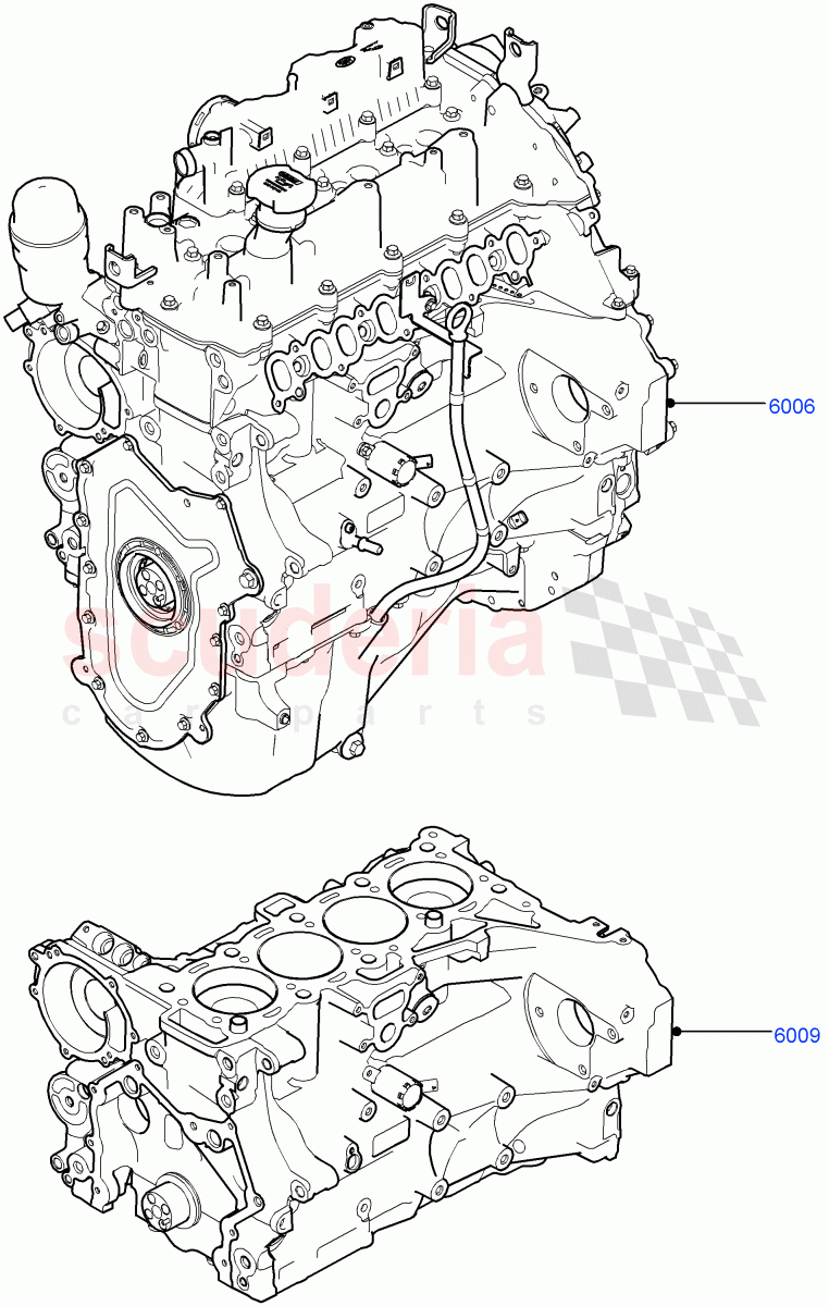 Service Engine And Short Block(Solihull Plant Build)(2.0L I4 DSL MID DOHC AJ200,2.0L I4 DSL HIGH DOHC AJ200)((V)FROMHA000001) of Land Rover Land Rover Discovery 5 (2017+) [2.0 Turbo Diesel]