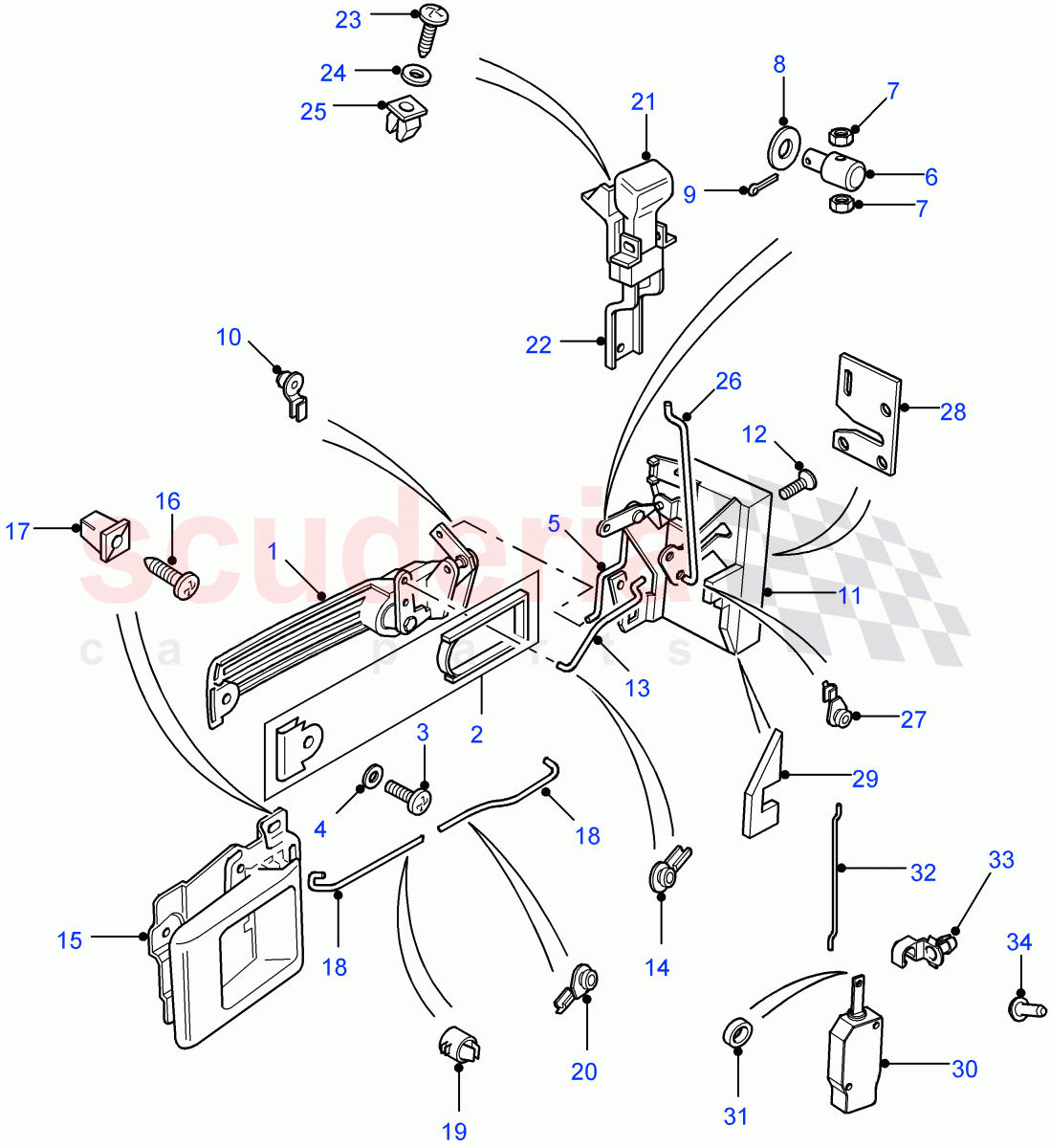 Front Door Latch Mechanism((V)FROM7A000001) of Land Rover Land Rover Defender (2007-2016)
