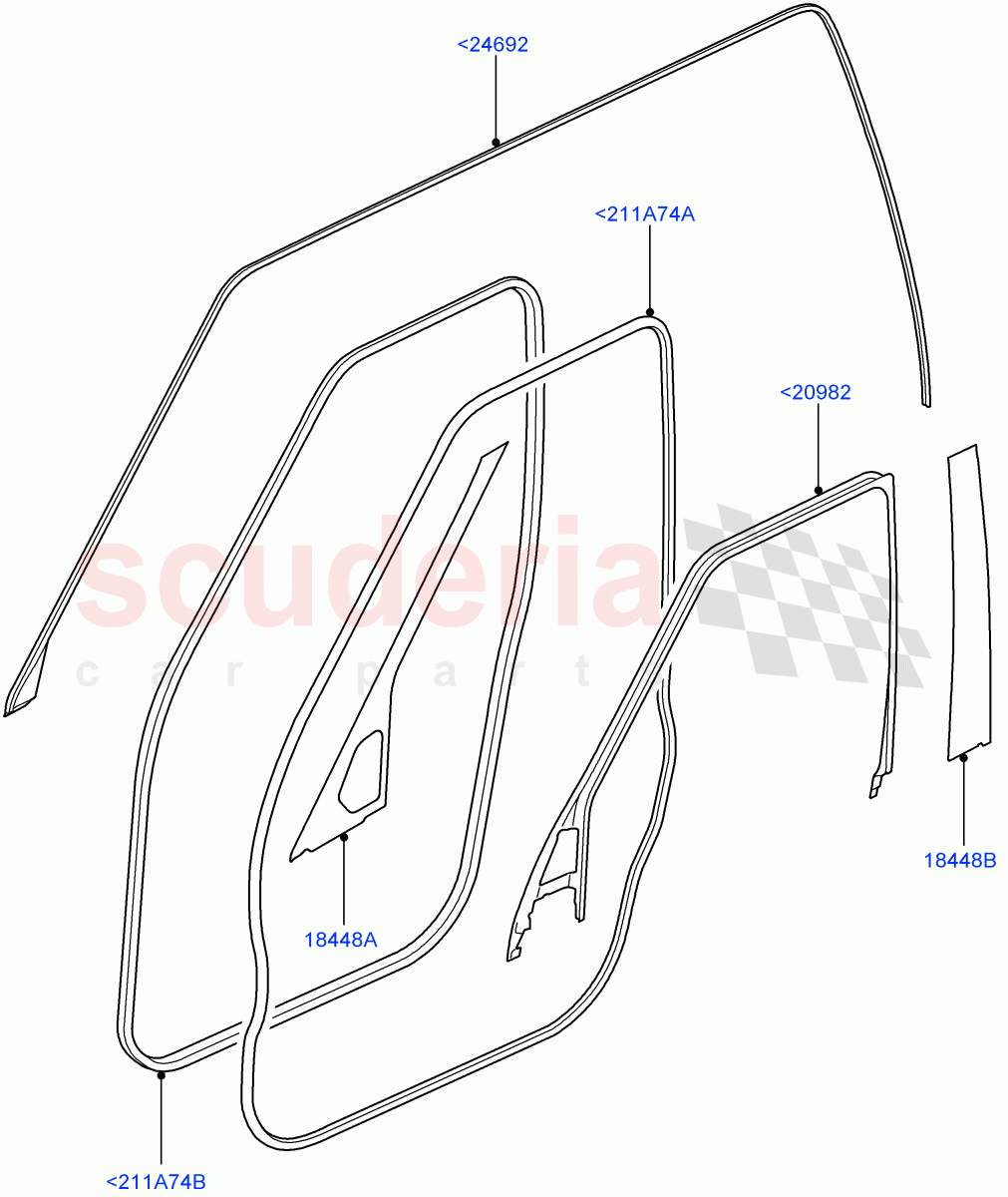 Front Doors, Hinges & Weatherstrips(Finisher And Seals)((V)FROMAA000001) of Land Rover Land Rover Discovery 4 (2010-2016) [3.0 DOHC GDI SC V6 Petrol]