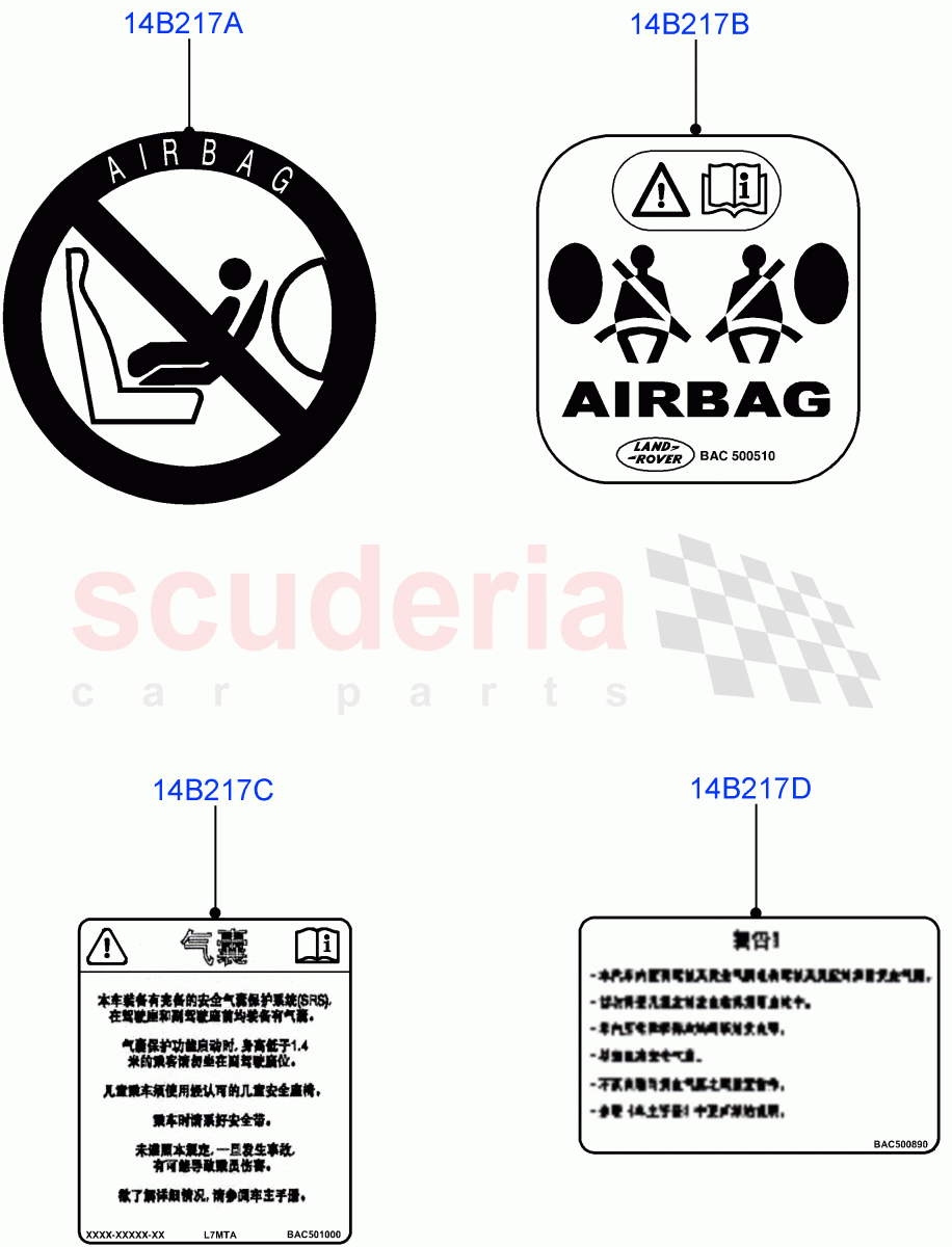 Labels(Air Bag)(Changsu (China))((V)FROMFG000001) of Land Rover Land Rover Discovery Sport (2015+) [1.5 I3 Turbo Petrol AJ20P3]