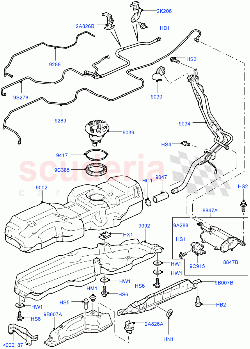 Fuel Tank & Related Parts(Cologne V6 4.0 EFI (SOHC))((V)FROMAA000001) of Land Rover Land Rover Discovery 4 (2010-2016) [4.0 Petrol V6]
