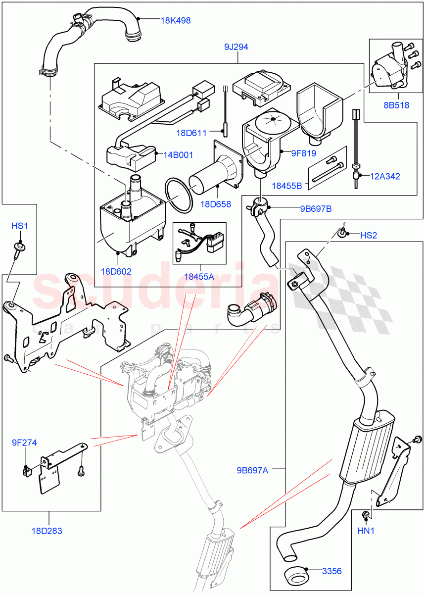 Auxiliary Fuel Fired Pre-Heater(Heater Components)(3.0L DOHC GDI SC V6 PETROL,With Fresh Air Heater)((V)TOHA999999) of Land Rover Land Rover Range Rover Sport (2014+) [3.0 DOHC GDI SC V6 Petrol]