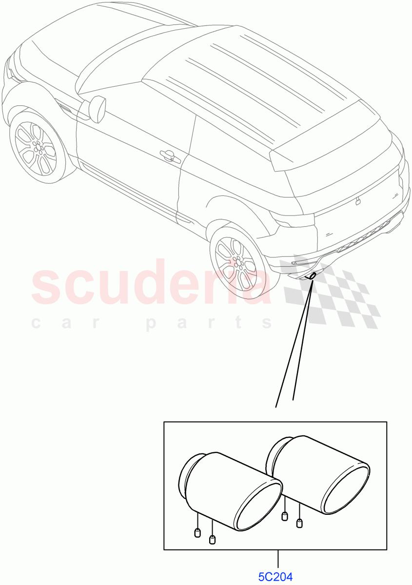 Exhaust Finishers(Accessory)(Halewood (UK),Itatiaia (Brazil)) of Land Rover Land Rover Range Rover Evoque (2012-2018) [2.0 Turbo Petrol GTDI]