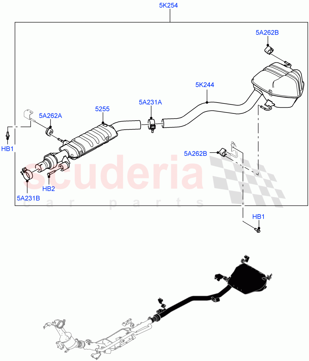 Rear Exhaust System(2.0L AJ20D4 Diesel Mid PTA,Itatiaia (Brazil))((V)FROMLT000001) of Land Rover Land Rover Discovery Sport (2015+) [2.0 Turbo Diesel]